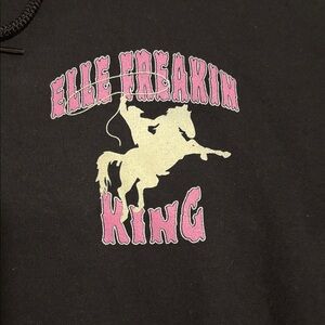 Elle Freakin King Bucking Bronco Roper Black Hooded Sweatshirt